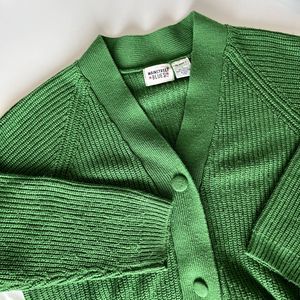 Vintage Kelly Green Mainstreet Blues Acrylic Long Cardigan | Size L